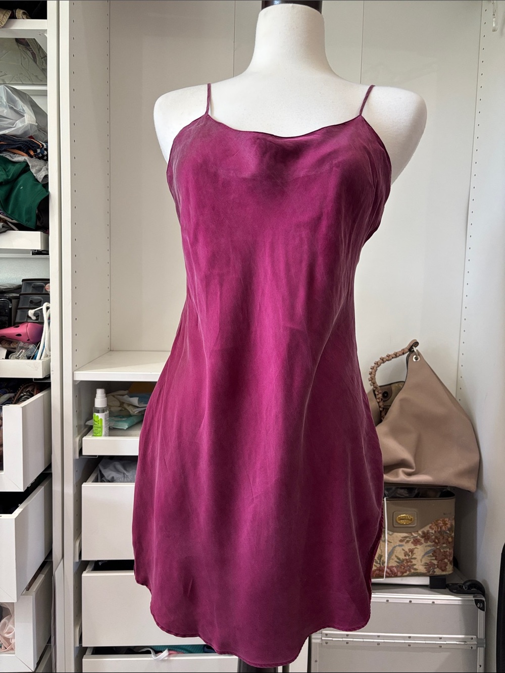 Victoria's Secret Magenta Silk Slip Mini Dress